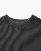 Men's Ribbed Crewneck Sweater With Banded Edges - Gray