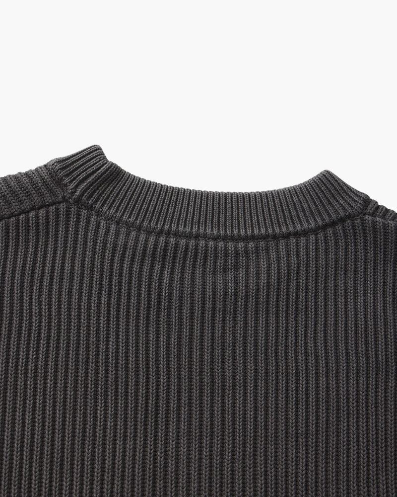 Men's Ribbed Crewneck Sweater With Banded Edges - Gray
