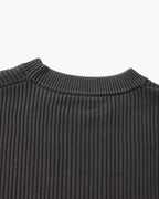 Men's Ribbed Crewneck Sweater With Banded Edges - Gray