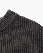 Men's Ribbed Crewneck Sweater With Banded Edges - Gray