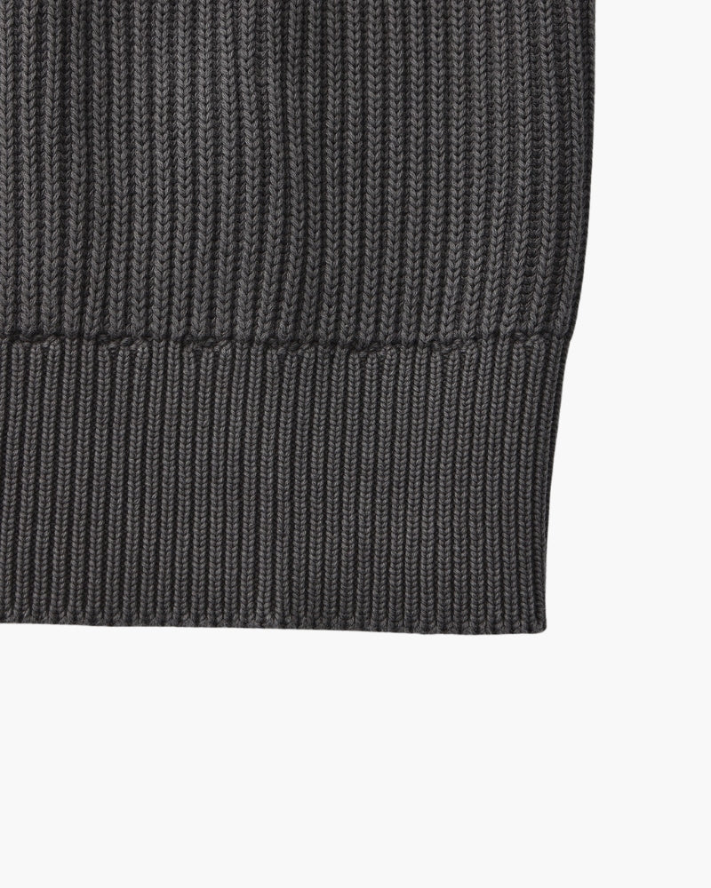Men's Ribbed Crewneck Sweater With Banded Edges - Gray