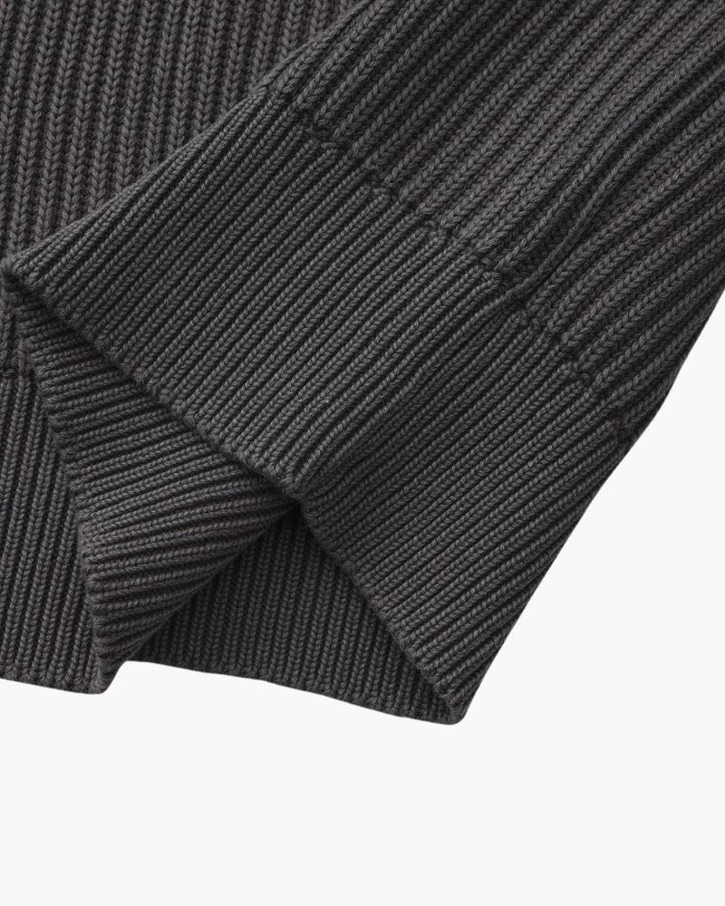Men's Ribbed Crewneck Sweater With Banded Edges - Gray