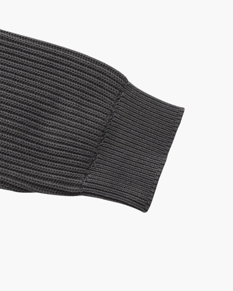 Men's Ribbed Crewneck Sweater With Banded Edges - Gray