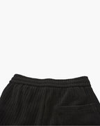 Men's Ribbed Drawstring Trousers With Wide Legs - Black