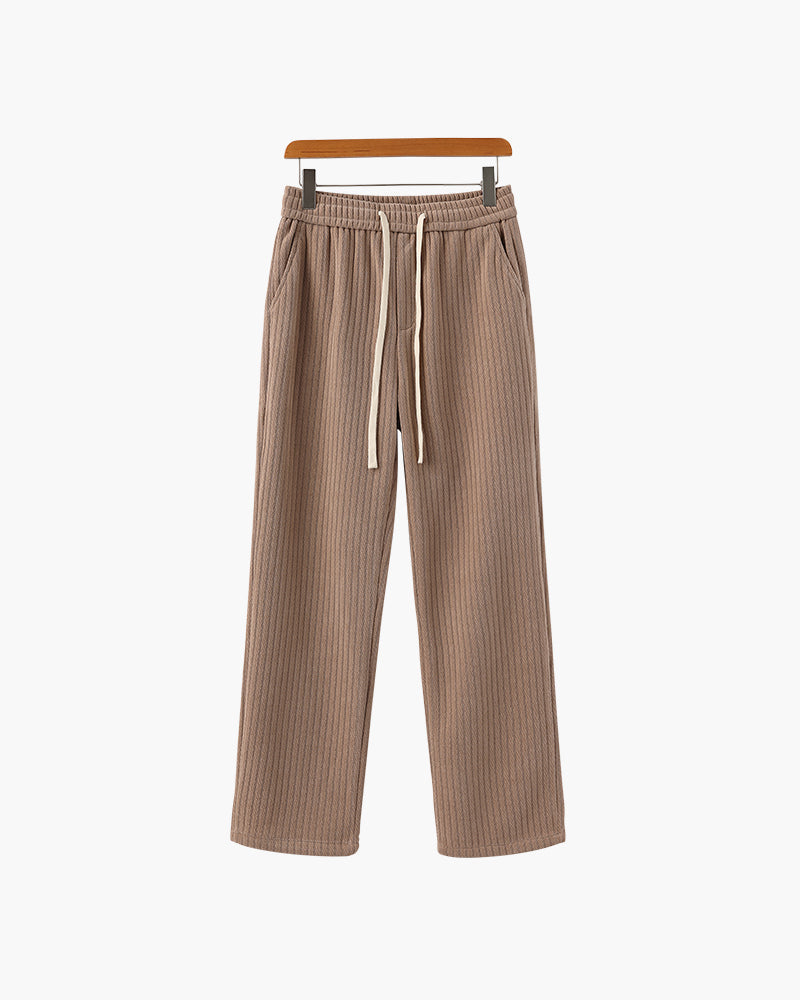 Men's Ribbed Drawstring Trousers With Wide Legs - Nude