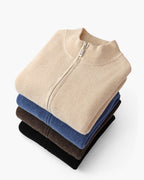 Men's Ribbed Full-Zip Cardigan With a Stand Neck - shared