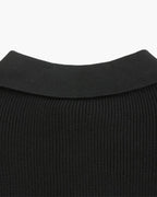 Men's Ribbed Zip-Neck Sweater With a Pointed Collar - Dark Gray
