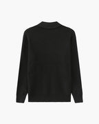 Men's Ribbed Zip-Neck Sweater With a Pointed Collar - Dark Gray
