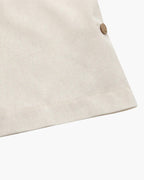 Men's Short Button-Placket Shirt With Curved Hems - Beige
