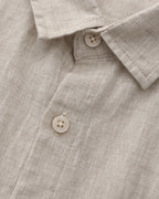 Men's Short-Sleeve Button Shirt With a Curved Hem - Beige