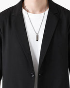 Men's Short-Sleeve Jacket and Straight Trousers Set - Black