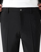 Men's Short-Sleeve Jacket and Straight Trousers Set - Black