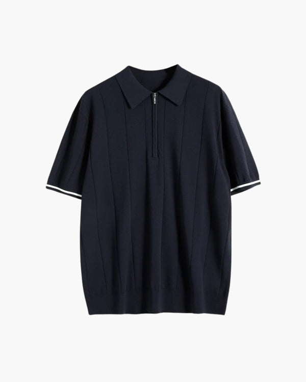 Men's Short-Sleeve Zip Polo With Contrast Cuffs