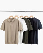 Men's Short-Zip Polo With a Plain Pointed Collar - shared