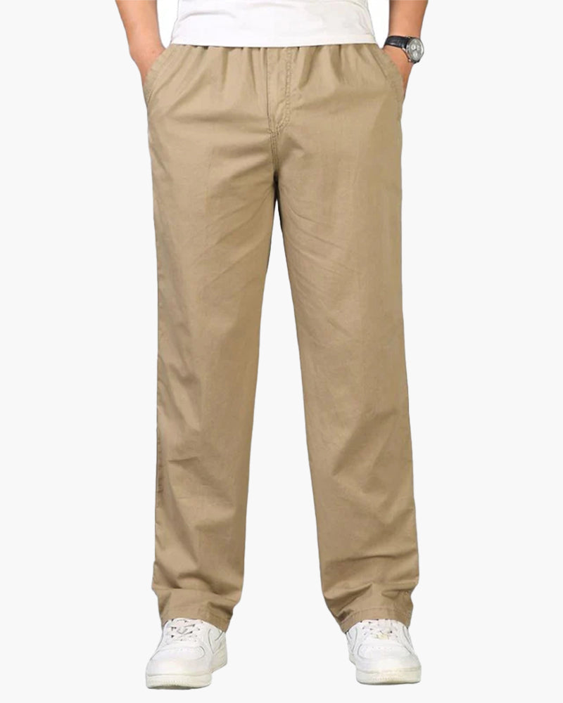 Men's Straight-Leg Trousers With a Gathered Waist - Khaki