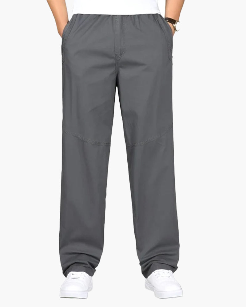 Men's Straight-Leg Trousers With a Gathered Waist - Gray