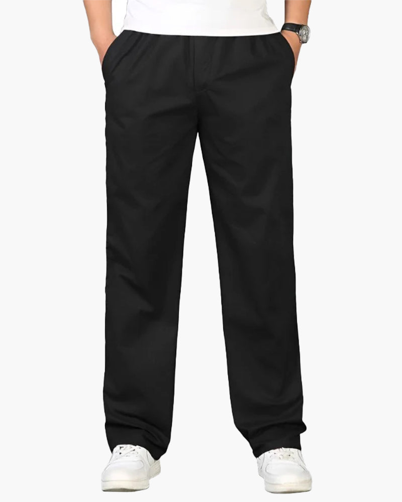 Men's Straight-Leg Trousers With a Gathered Waist - Black