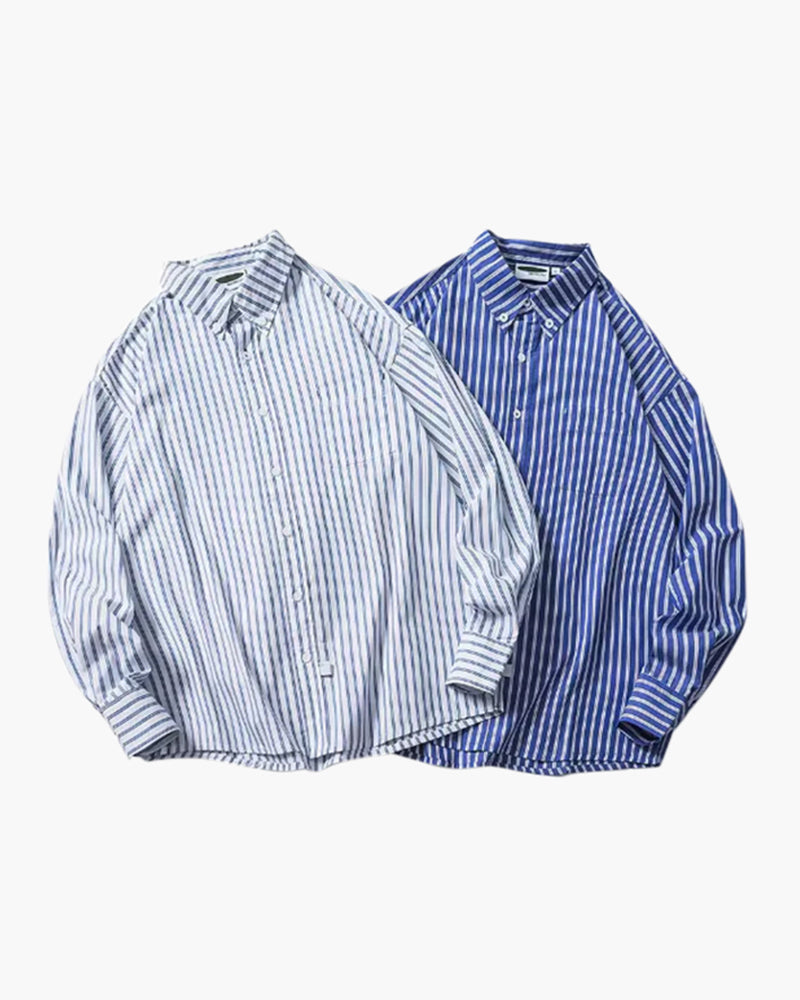 Men's Striped Button Shirt With a Broad Sleeve Shape - shared