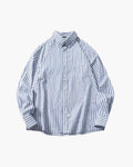 Men's Striped Button Shirt With a Broad Sleeve Shape - Light Blue