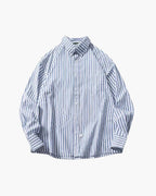 Men's Striped Button Shirt With a Broad Sleeve Shape - Light Blue
