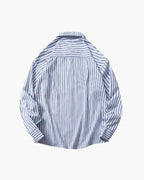 Men's Striped Button Shirt With a Broad Sleeve Shape - Light Blue