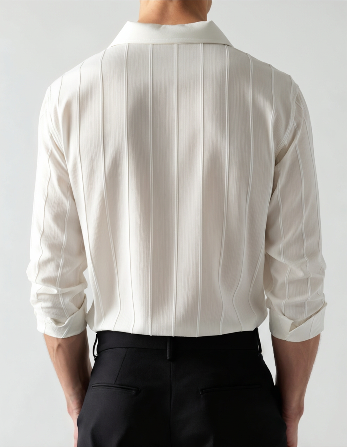 Men's Textured Button Shirt With a Square Chest Pocket - White