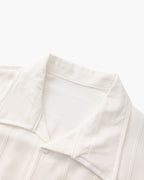 Men's Textured Button Shirt With a Square Chest Pocket - White