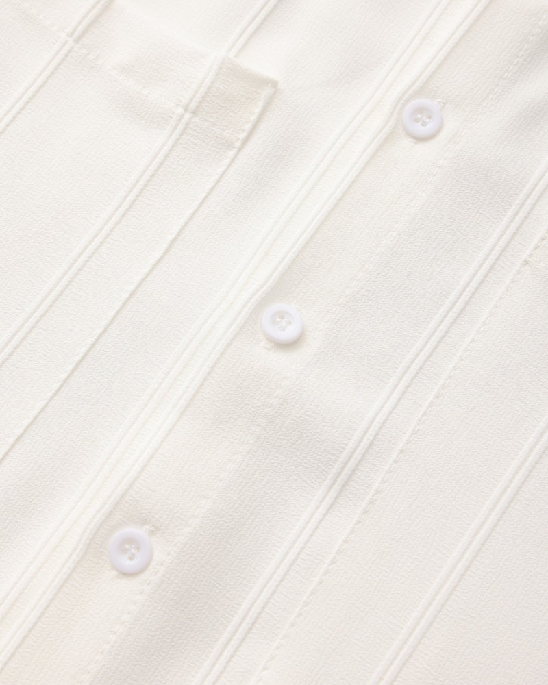 Men's Textured Button Shirt With a Square Chest Pocket - White