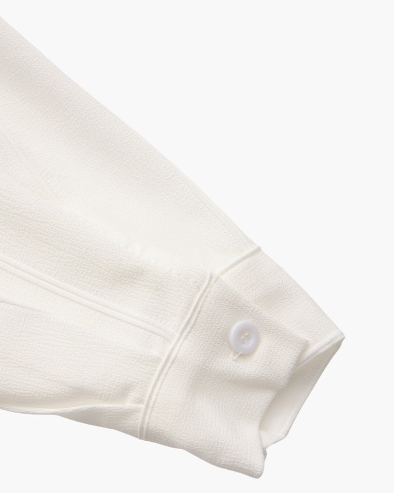 Men's Textured Button Shirt With a Square Chest Pocket - White