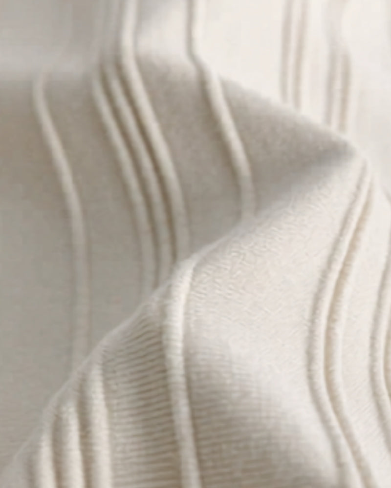 Men's Vertical-Stripe Knit Polo With a Short Zip - Beige