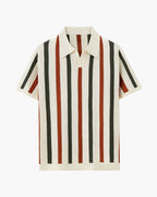 Men's Vertical-Stripe Polo With an Open Collar - Multicolor