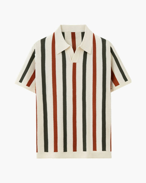 Men's Vertical-Stripe Polo With an Open Collar - Multicolor