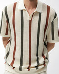 Men's Vertical-Stripe Polo With an Open Collar - Multicolor