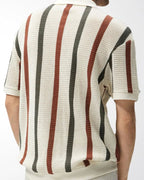 Men's Vertical-Stripe Polo With an Open Collar - Multicolor