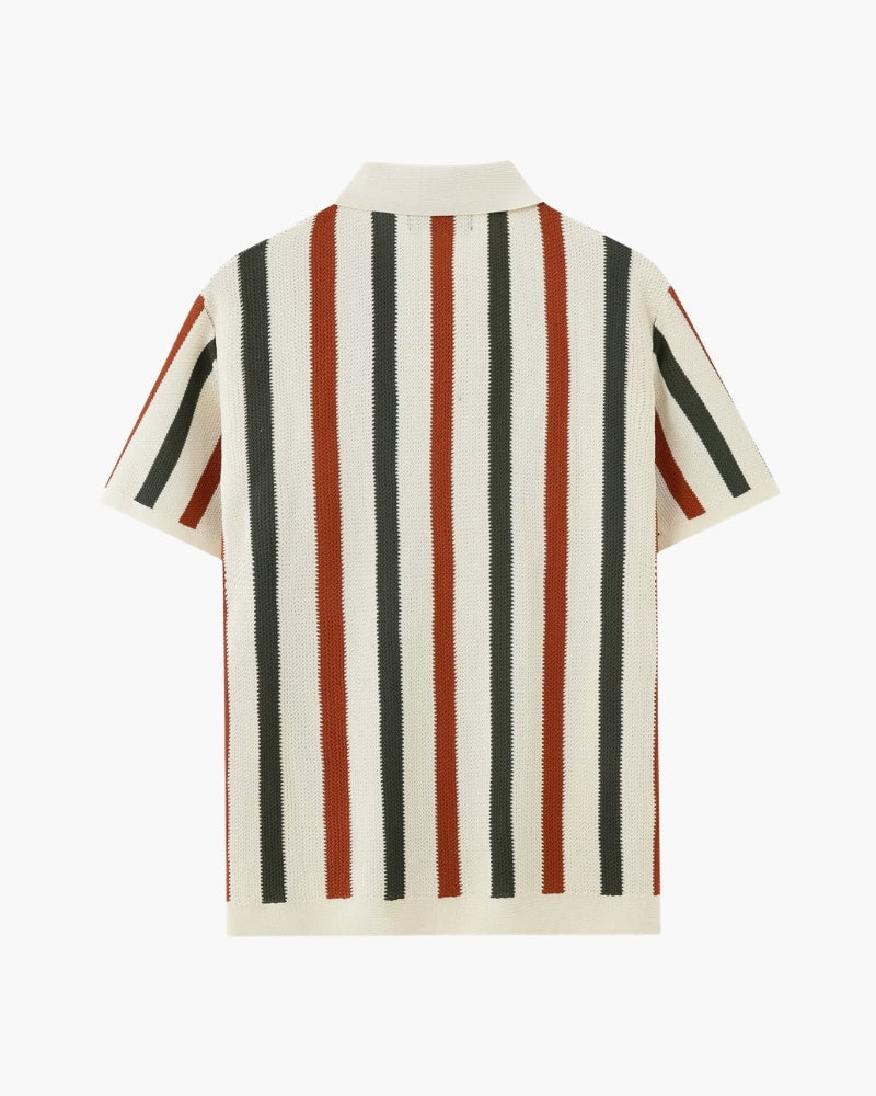 Men's Vertical-Stripe Polo With an Open Collar - Multicolor