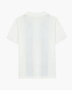 Men's White Button Polo With Twin Front Stripes - White