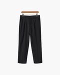 Men's Wide-Leg Pleated Trousers With Belt Loops - Black