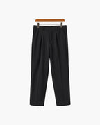 Men's Wide-Leg Pleated Trousers With Belt Loops - Black