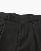 Men's Wide-Leg Pleated Trousers With Belt Loops - Black