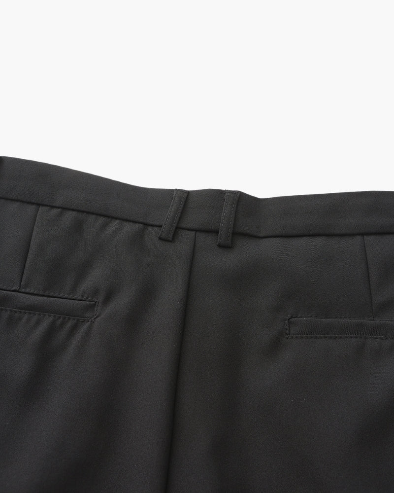 Men's Wide-Leg Pleated Trousers With Belt Loops - Black