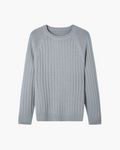 Men's Wide-Rib Crewneck Sweater With Banded Cuffs - Gray