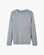 Men's Wide-Rib Crewneck Sweater With Banded Cuffs - Gray