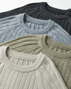 Men's Wide-Rib Crewneck Sweater With Banded Cuffs - shared