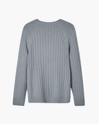 Men's Wide-Rib Crewneck Sweater With Banded Cuffs - Gray