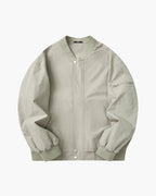 Men's Zip Bomber Jacket With a Zipped Sleeve Pocket - Grey