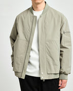 Men's Zip Bomber Jacket With a Zipped Sleeve Pocket - Grey