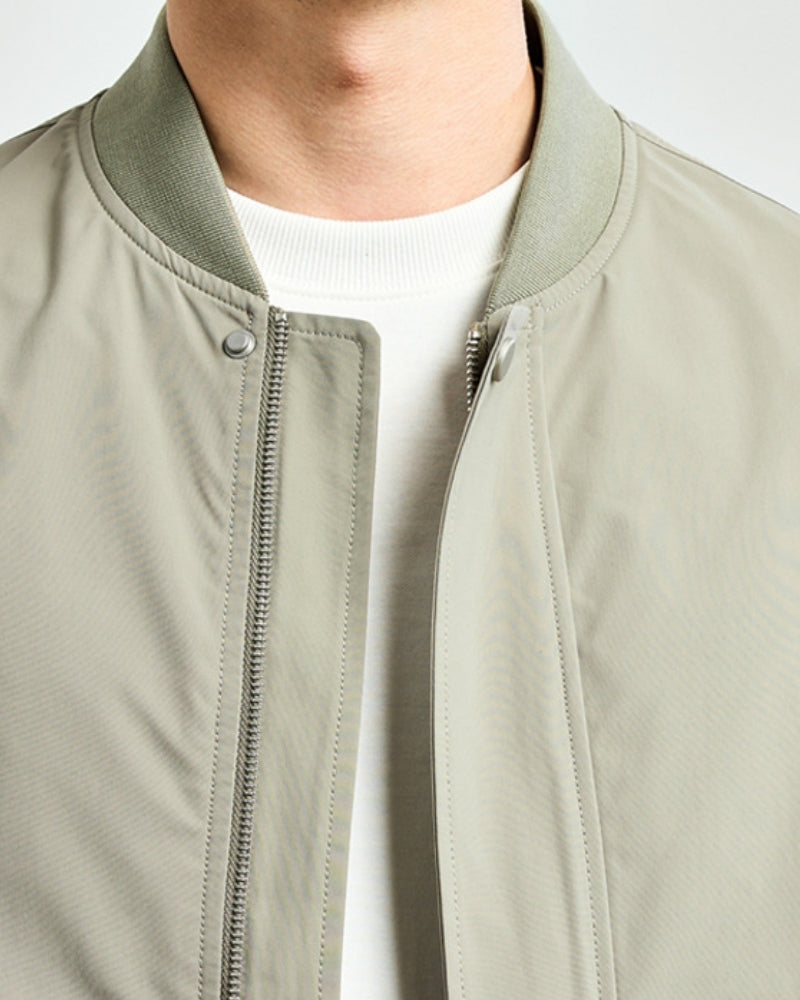 Men's Zip Bomber Jacket With a Zipped Sleeve Pocket - Grey