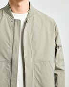 Men's Zip Bomber Jacket With a Zipped Sleeve Pocket - Grey