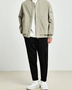 Men's Zip Bomber Jacket With a Zipped Sleeve Pocket - Grey