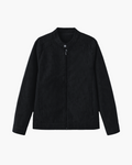 Men's Zip-Front Jacket With a Short Rounded Collar - Black